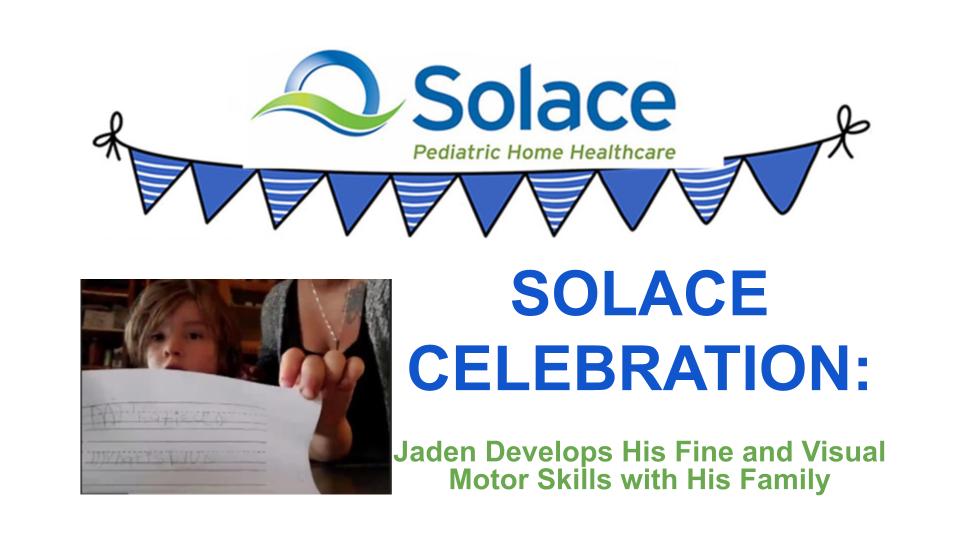 Jaden develops his fine and visual motor skills with his family.